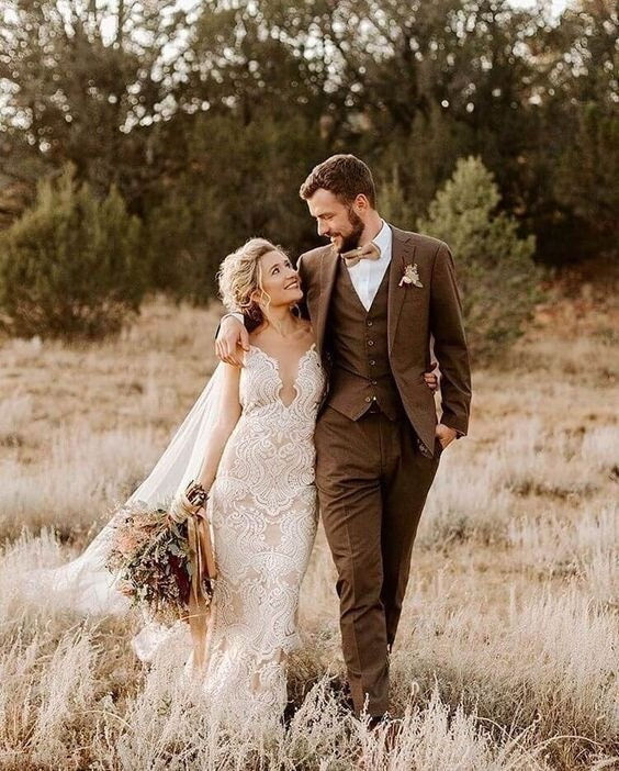 Tweed Brown Wedding Suit