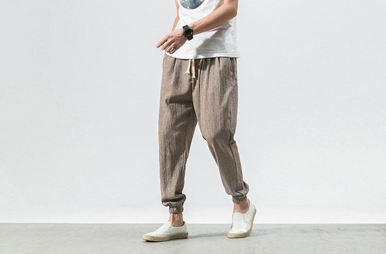 Thumbnail: Men's Summer Tapered Linen Pants
