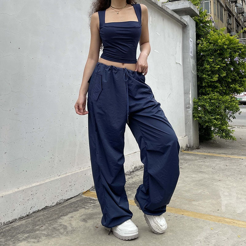 Thumbnail: Baggy Korean Style Low Waist Drawstring Pant Photography model