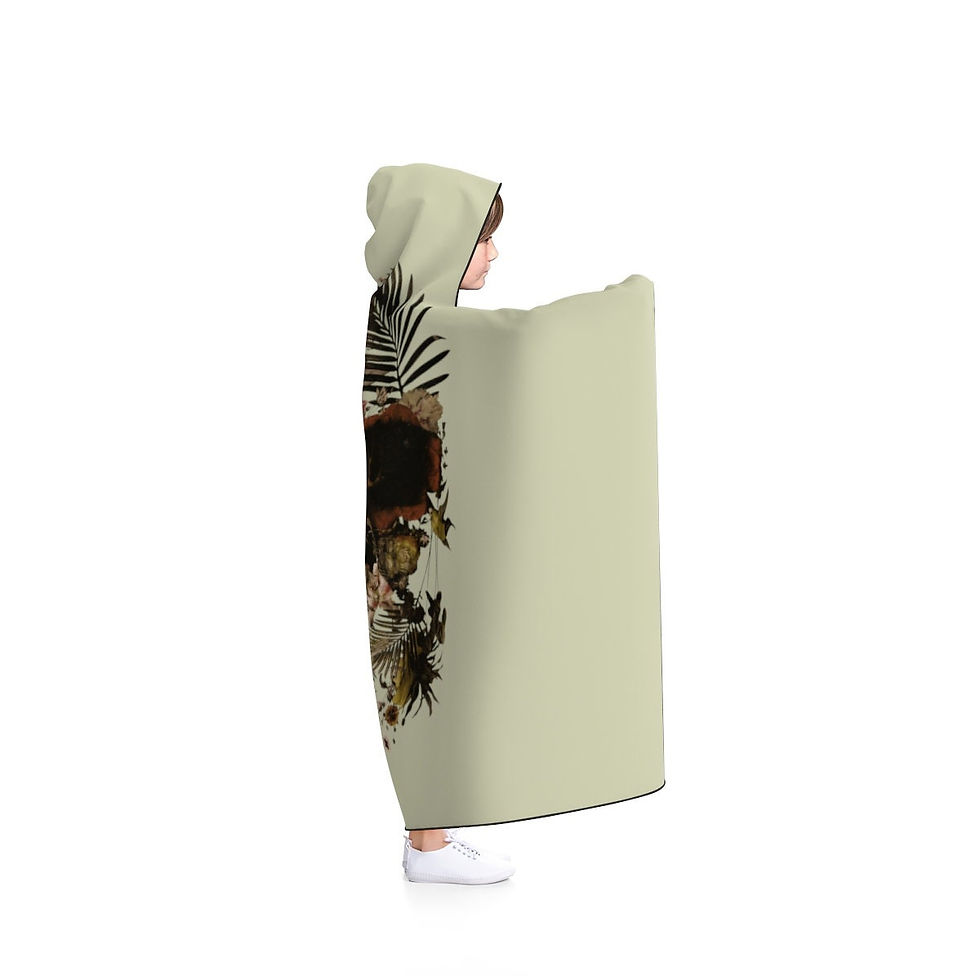 Thumbnail: Garden Skull Hooded Blanket side view