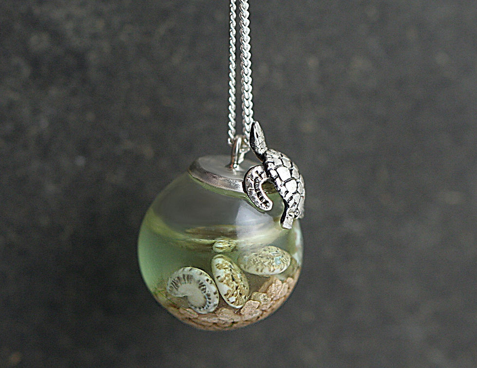 Thumbnail: Sterling Turtle Sea Water Necklace