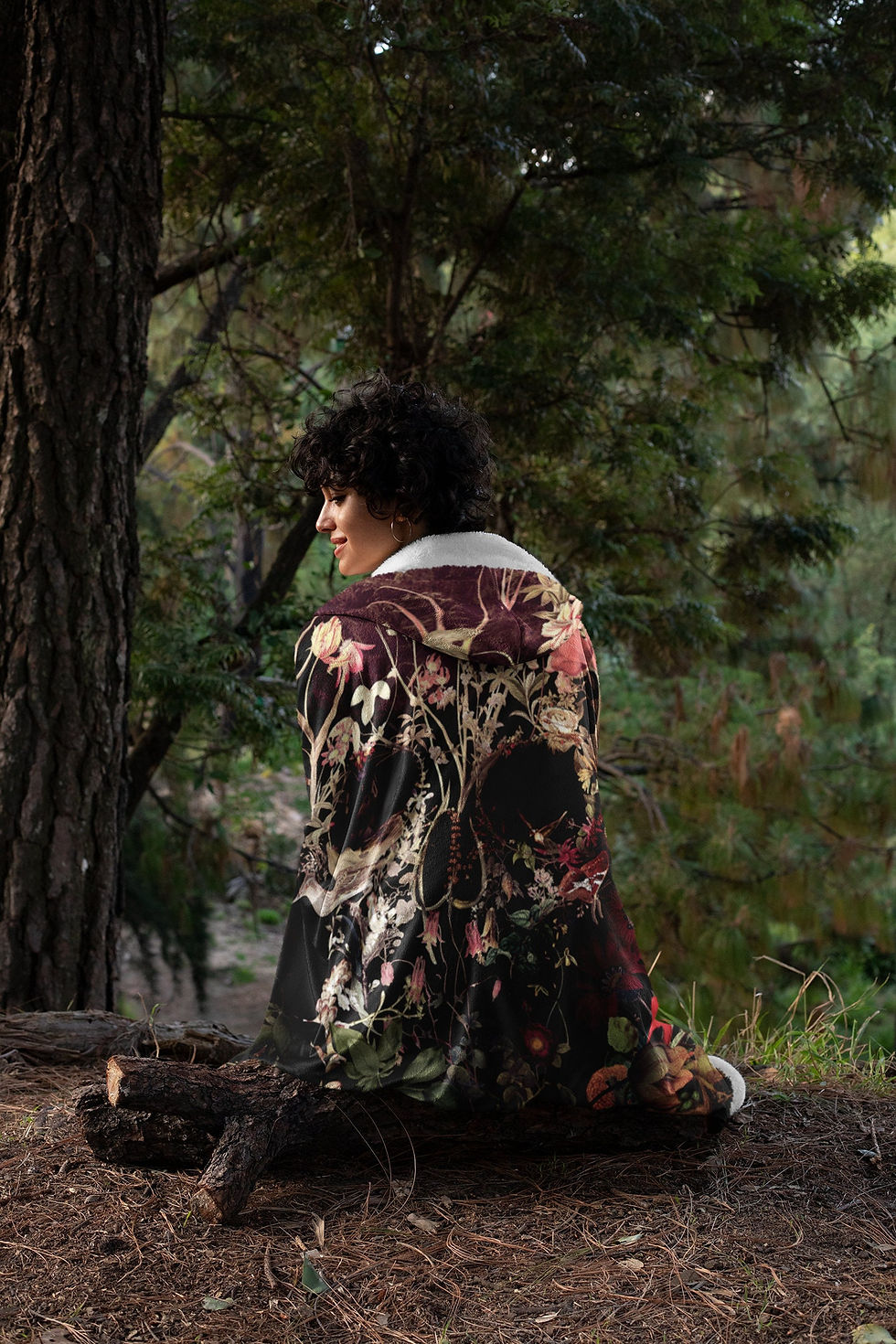 Thumbnail: Bloom Flower Skull Cape Hooded Blanket