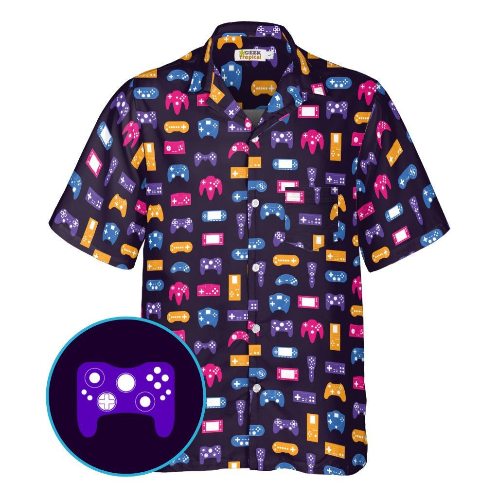 Game Controllers Purple Video Game Button Up Shirt