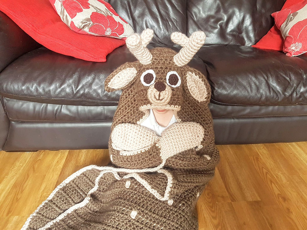 Thumbnail: Deer Crochet Pattern Hooded Blanket