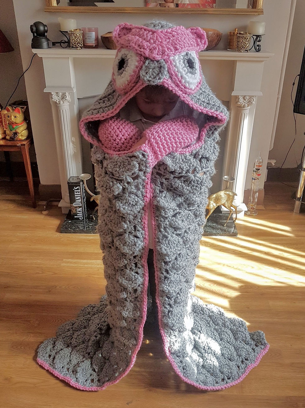 Thumbnail: 2in1 Woodland Owl Crochet Pattern Hooded Blanket