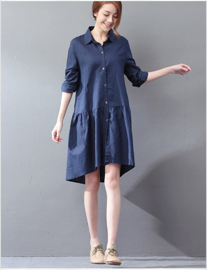 Thumbnail: Long Sleeves Shirt Cotton Dress