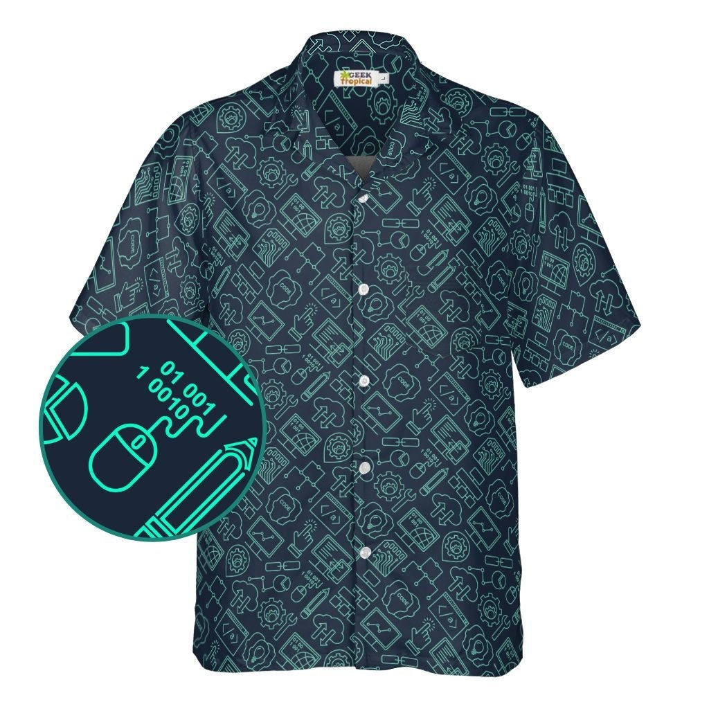 Internet Technology Button Up Unisex Regular Fit Shirt Front