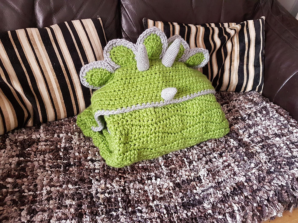 Thumbnail: 2in1 Hooded Dinosaur Crochet Pattern Hooded Blanket