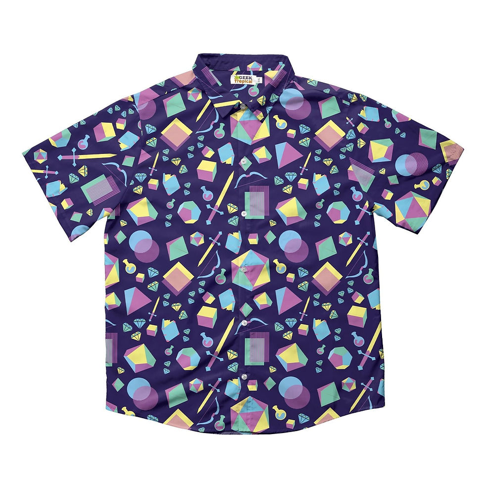 Thumbnail: Tabletop RPG Weapons Items Purple Blue Dnd Button Up Shirt Wide