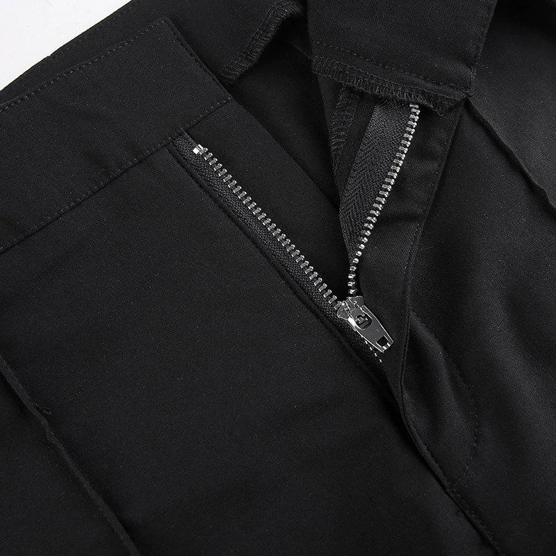 Thumbnail: Y2K Belt & Low Waisted Designed Skinny Trousers Zipper
