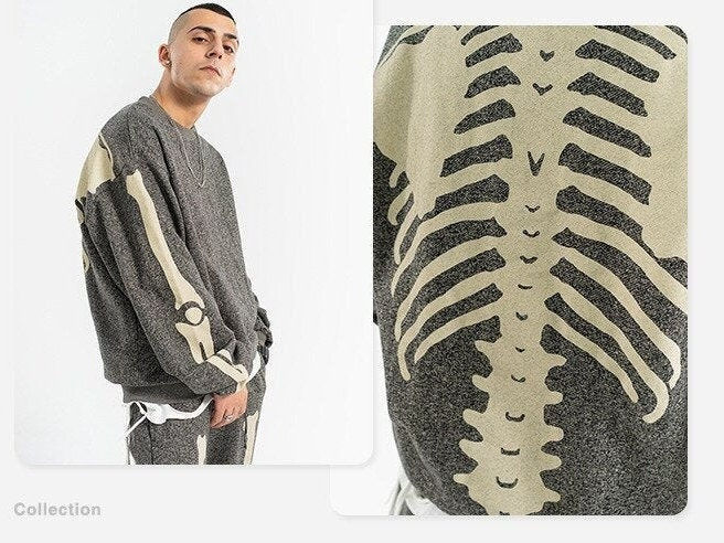 Thumbnail: Skeleton Bone Printed Crewneck Sweatwear