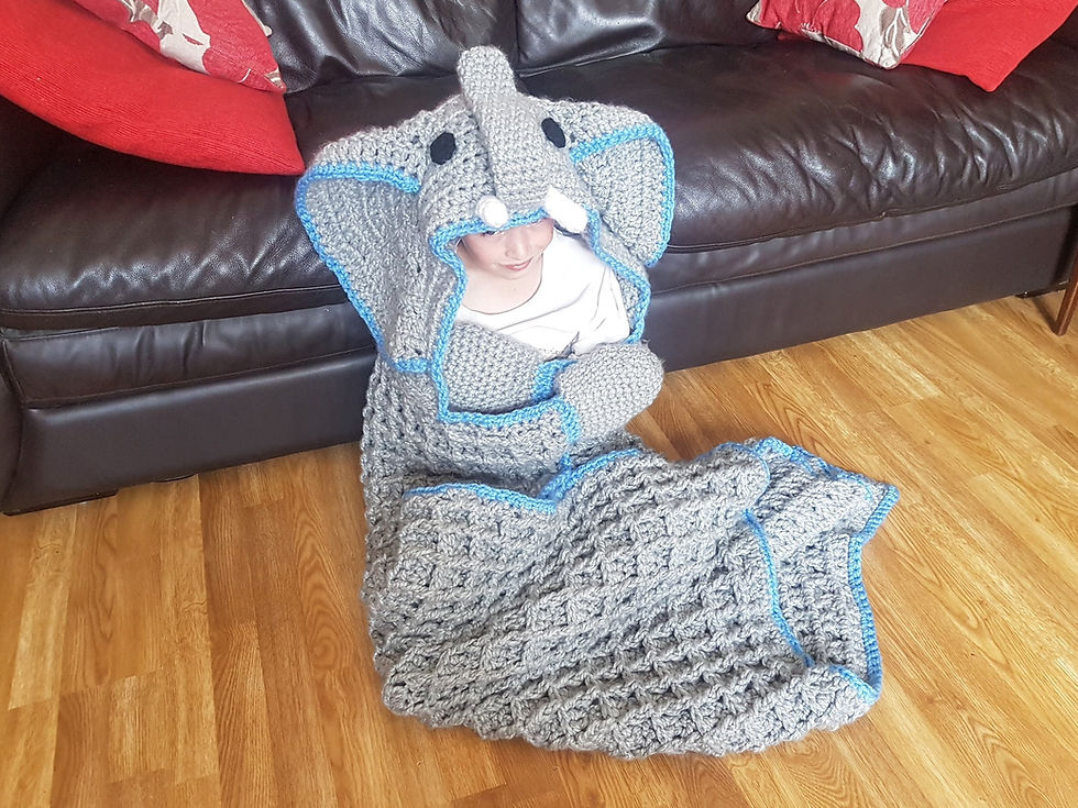 Thumbnail: 2in1 Elephant Hooded Crochet Pattern Blanket