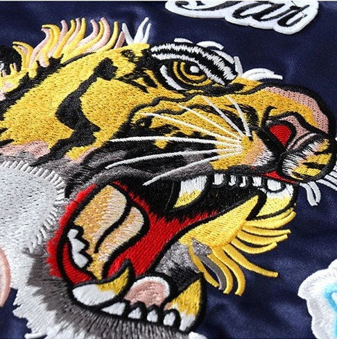 Thumbnail: Japanese Style Tiger Embroidery Bomber Jacket