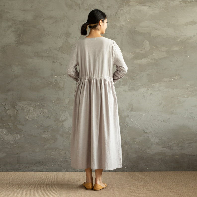 Thumbnail: Long Sleeves Cotton Dress for women