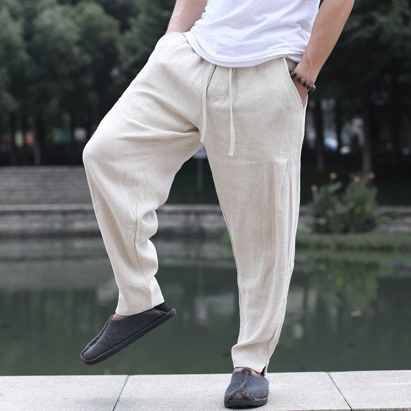 Trendy men's linen harem pants