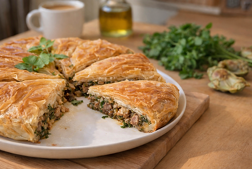 Πίτα με Αρνί, Αγκινάρες και Μυρωδικά