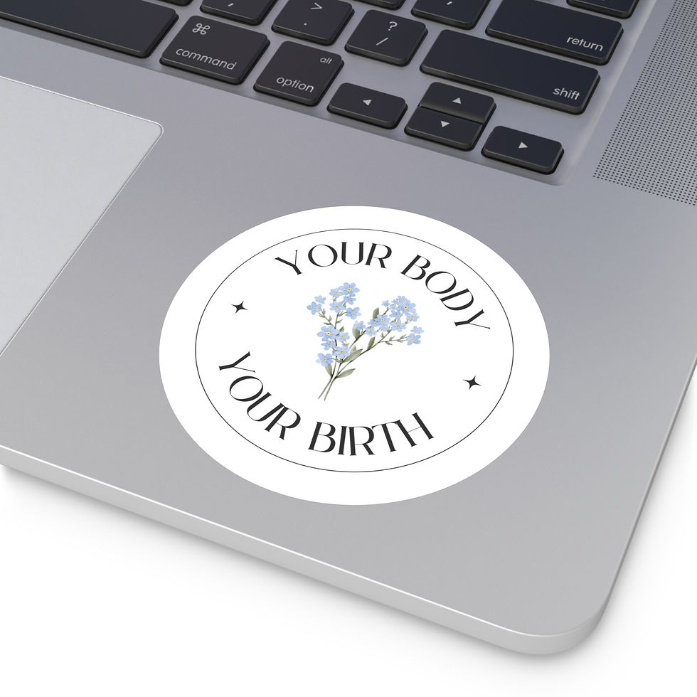 Thumbnail: Your Body Your Birth Forget-Me-Not Round Stickers - Indoor/Outdoor Decor