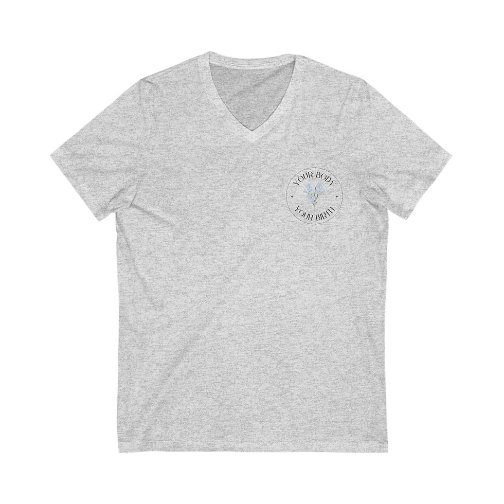 Thumbnail: 'Your Body, Your Birth' V-Neck Tee -  Pocken & Back T-Shirt