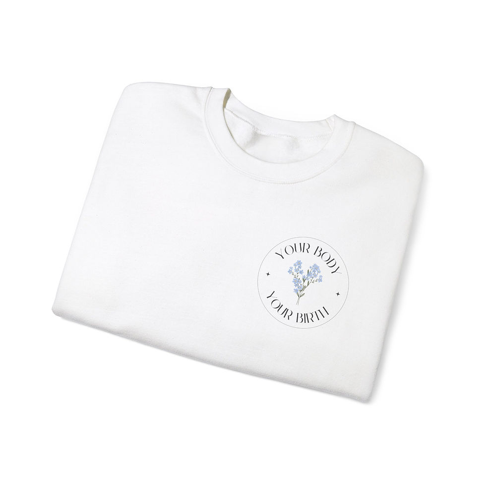 Thumbnail: Your Body, Your Birth Crewneck Sweatshirt - Pocket & Back Design