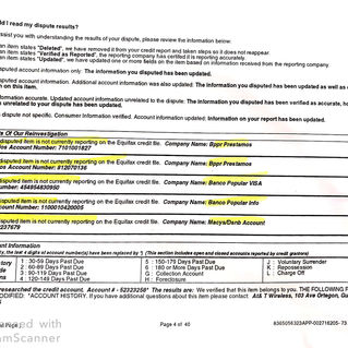 Resultado de Equifax, 5 cuentas eliminadas!