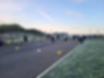 Pupils doing hurling drills on frosty morning before school