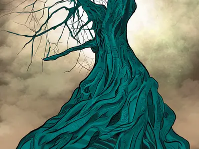 Tree, Green, Teal, Aqua, Sand, Dust, Sun, Roots, Branches, Album, Cover Art, Single, Song, Sky, Beige
