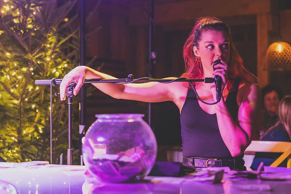 Woman, Purple, Pink, Lavender, Concert, Mic, Stand, Piano, Table, Keyboard, Musician, Artist, Singer, Actor