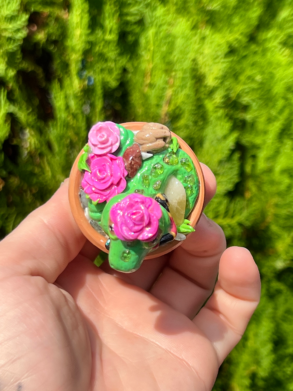 Thumbnail: Potted Cacti-Gator Polymer Clay Sculpted Decorative Paperweight