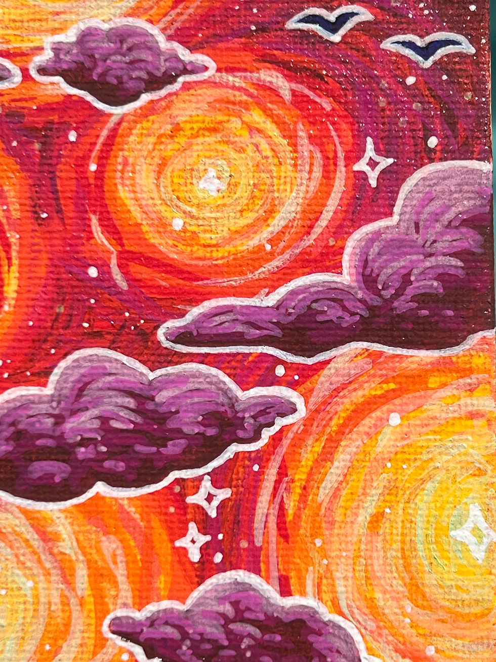Thumbnail: Gogh Inspired Desert Cacti - Acrylic Paint Markers on Canvas Panel
