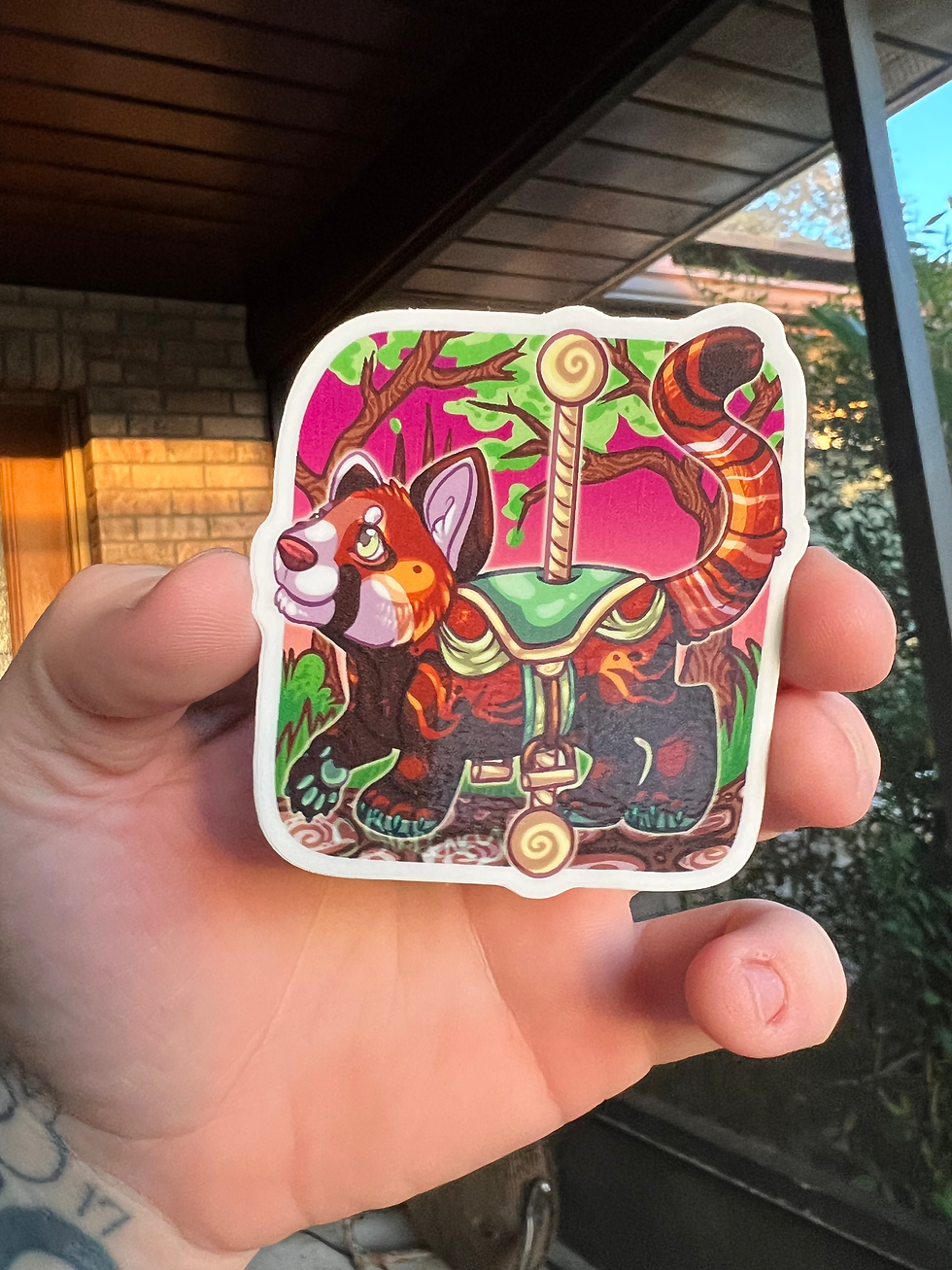 Thumbnail: 3 inch Carousel Critter - Red Panda Glossy Vinyl Sticker