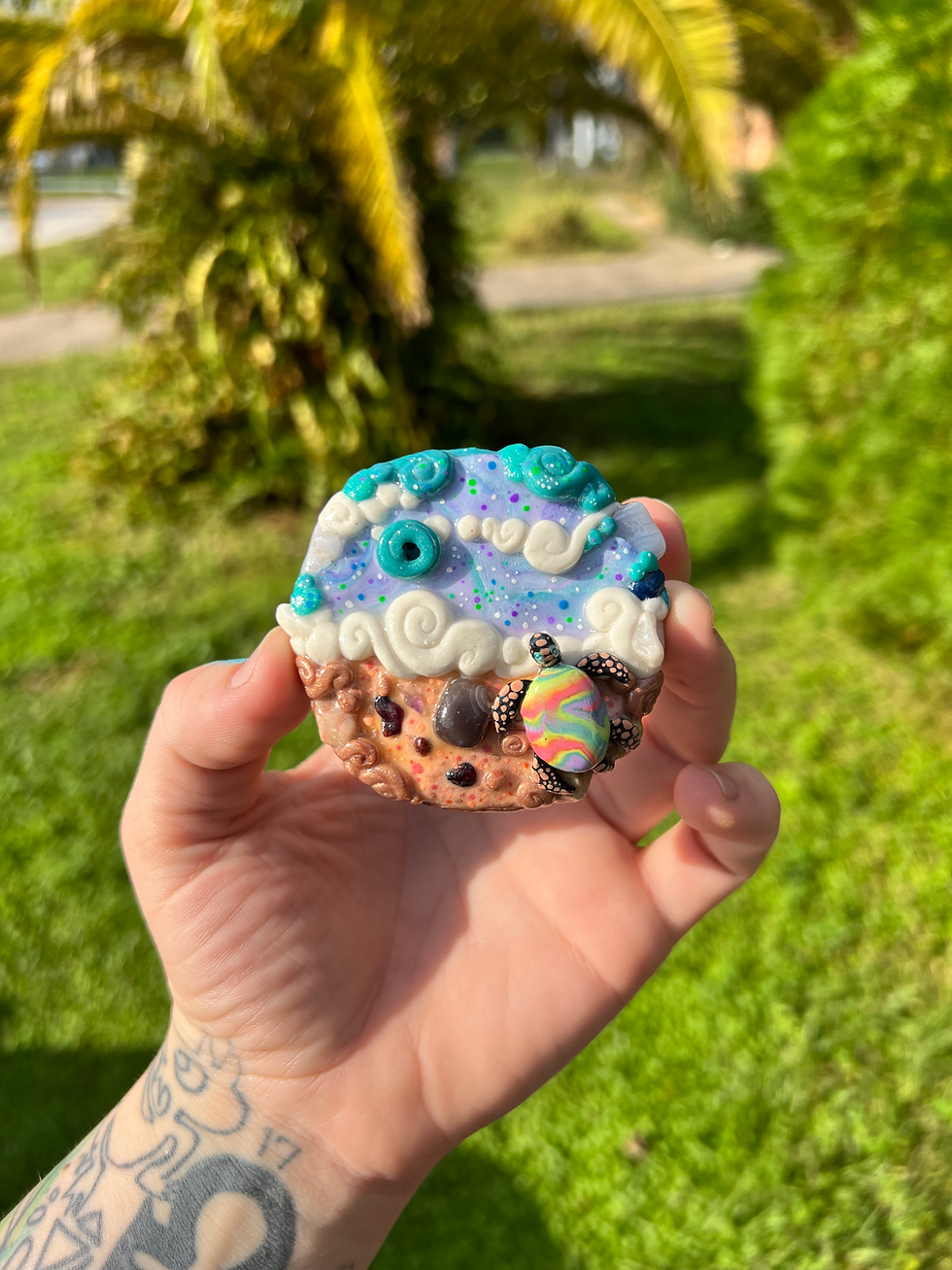 Thumbnail: Rainbow Turtle Beach Polymer Clay Sculpted Incense Holder 