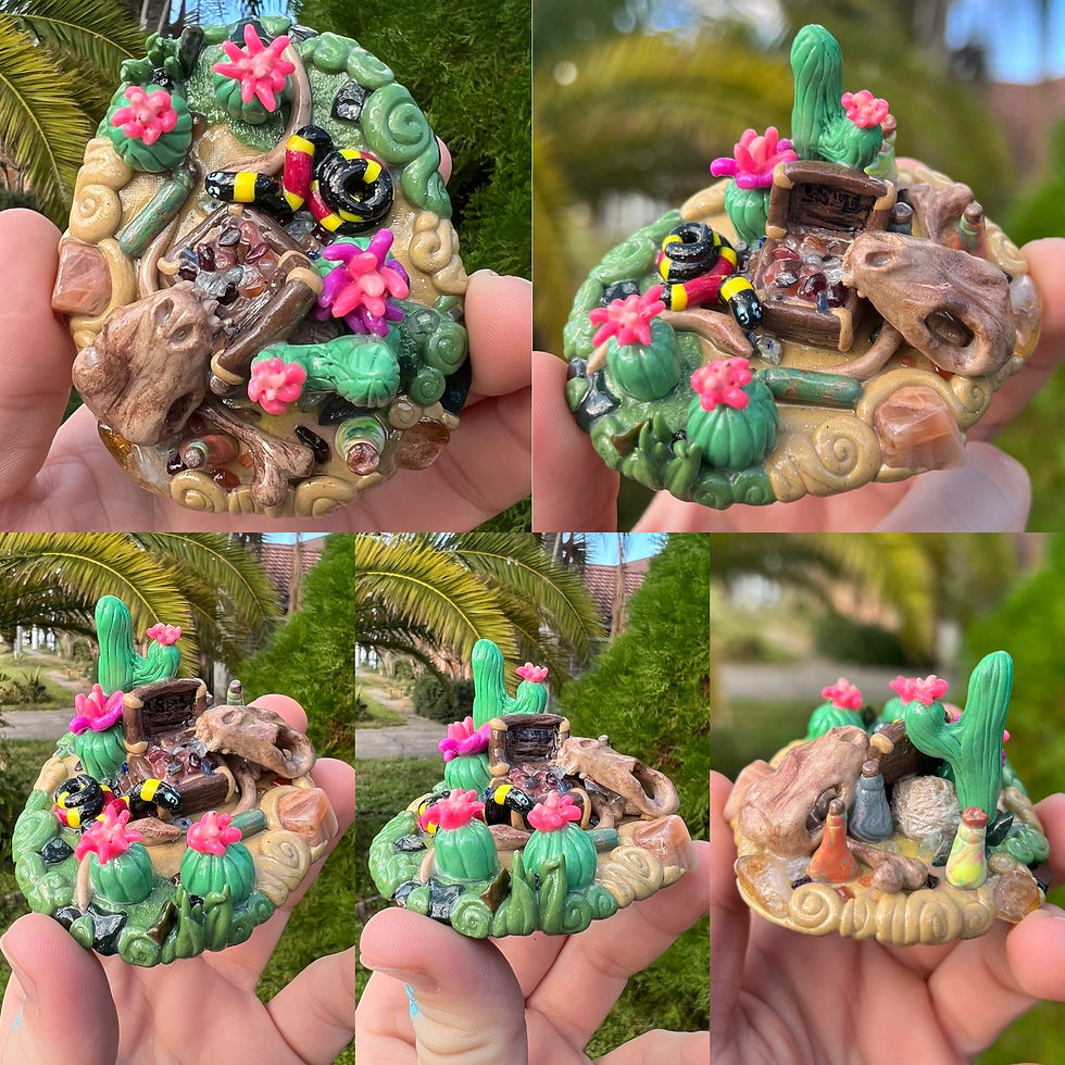 Thumbnail: Skull & Treasure Desert Polymer Clay Sculpted Incense Holder 