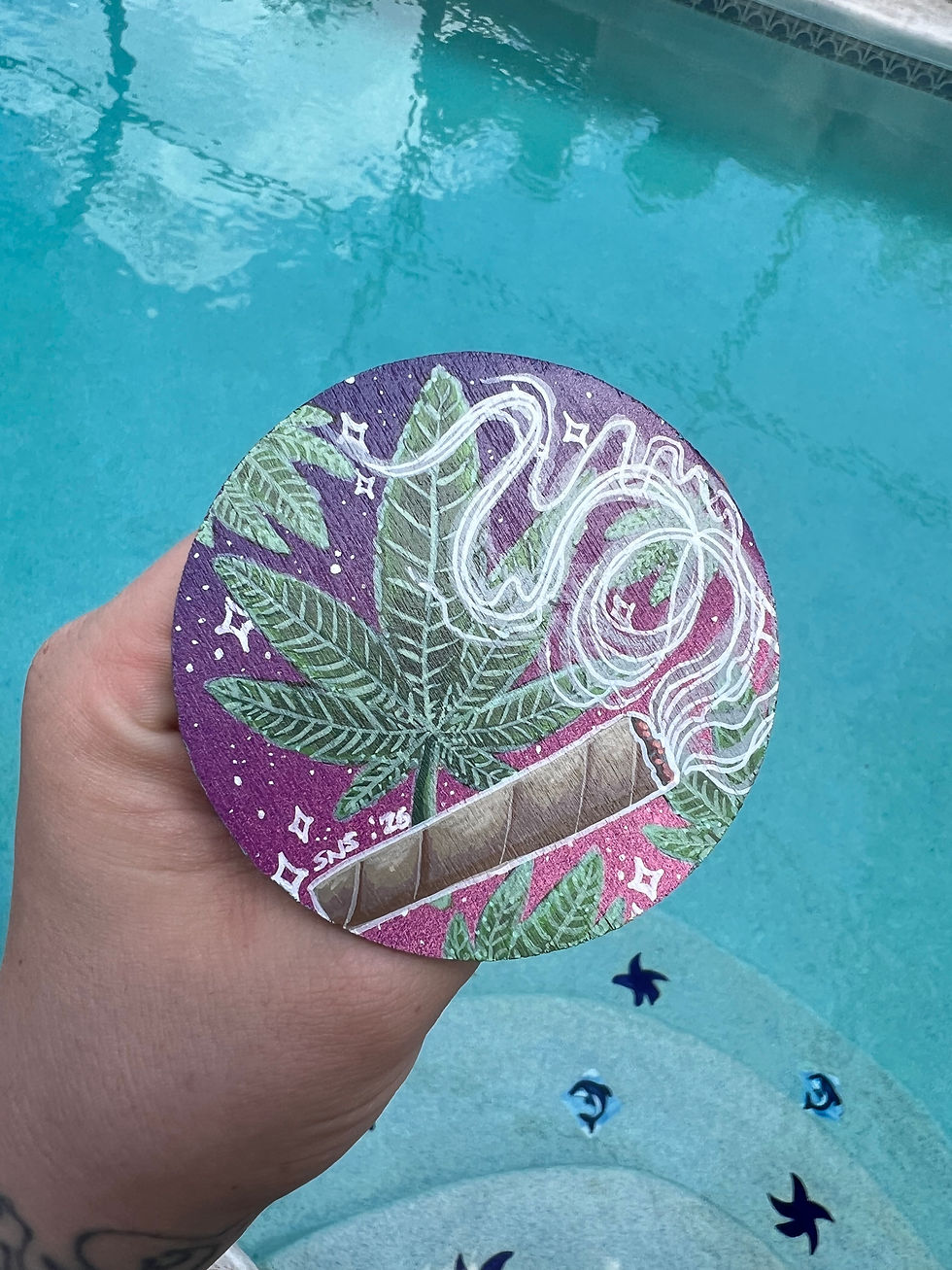 Thumbnail: Up, Up, and Away - Acrylics on Round Canvas Panel