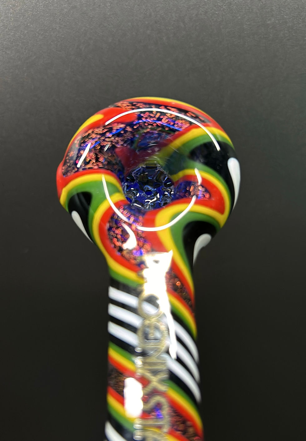 Thumbnail: Phoenix Star Dichro Swirl Spoon Pipe w/ 7-hole Glass Filter Screen