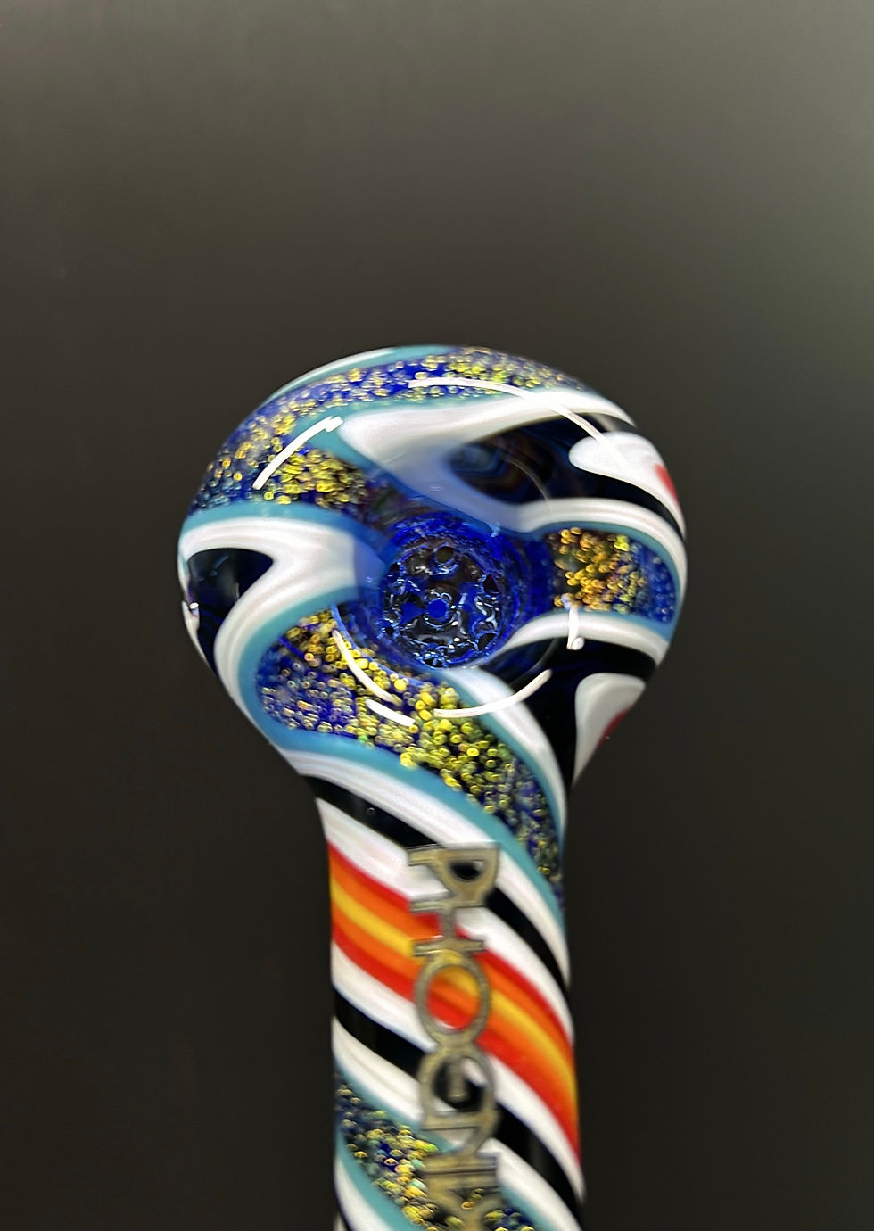 Thumbnail: Phoenix Star Dichro Swirl Spoon Pipe w/ 7-hole Glass Filter Screen