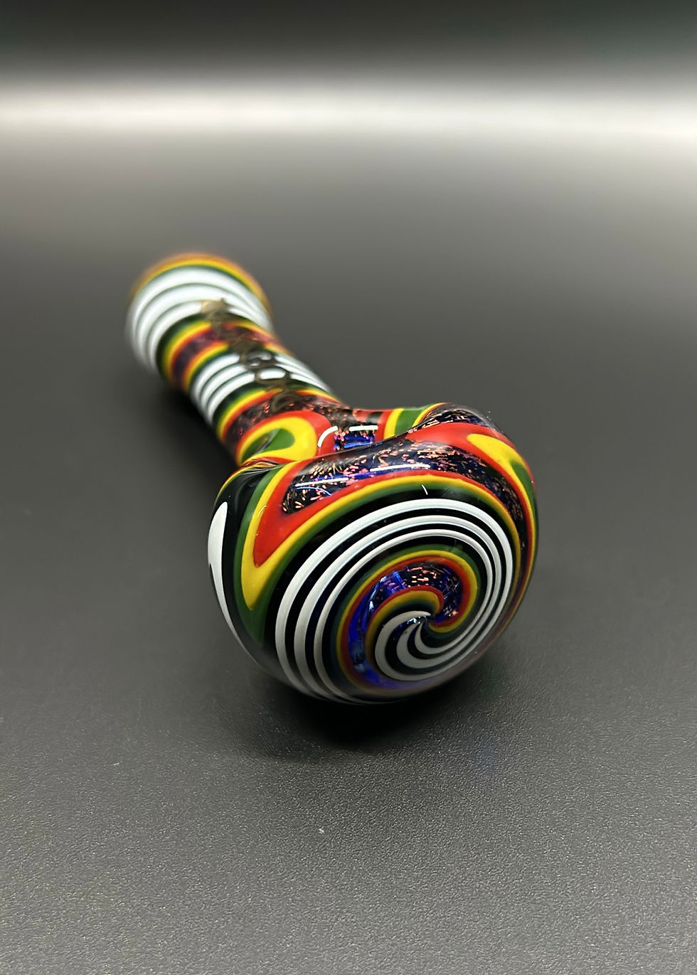 Thumbnail: Phoenix Star Dichro Swirl Spoon Pipe w/ 7-hole Glass Filter Screen