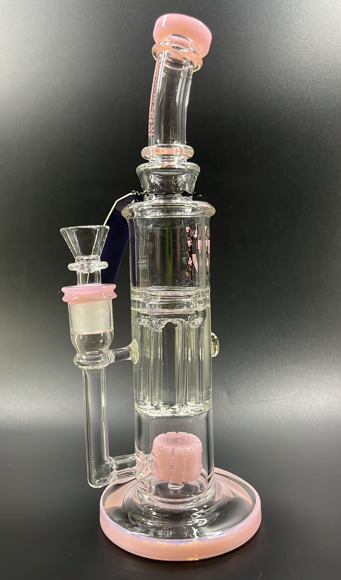 Phoenix Star 11" Glycerin Bong w/ 6 Arm Pillar & Showerhead perc PINK