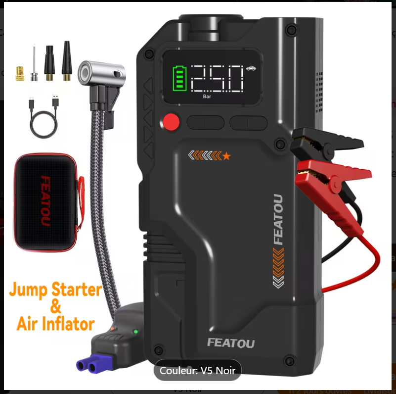 Démarreur de Voiture Portable avec Compresseur d'Air,