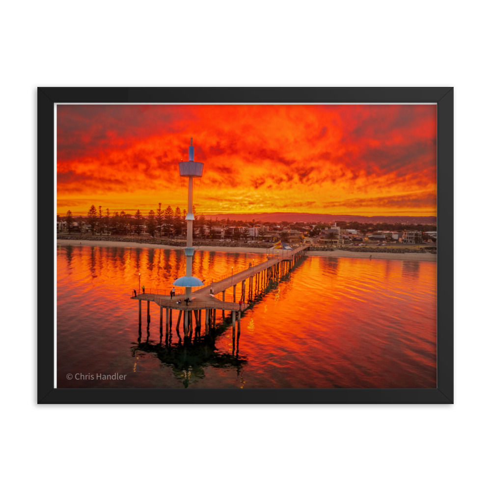 Sunrise over Brighton Jetty Framed poster