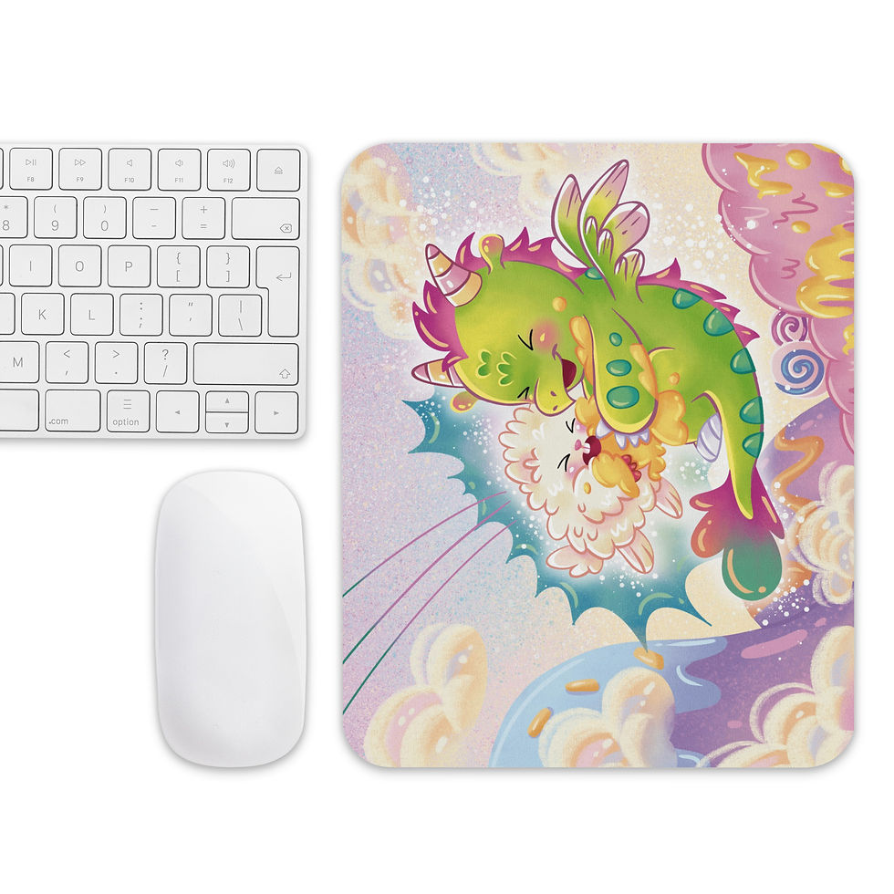 Thumbnail: Lickitypop™ Mooch the Marshmallow Mole Takes Flight mouse pad close up showing vibrant full color print