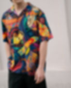 Windwear Hawaiian Shirt - Thai Music Edition in black, featuring traditional Thai music-inspired patterns. Made from 100% natural rayon, offering a soft and breathable feel, blending tropical Hawaiian style with Thai cultural heritage.