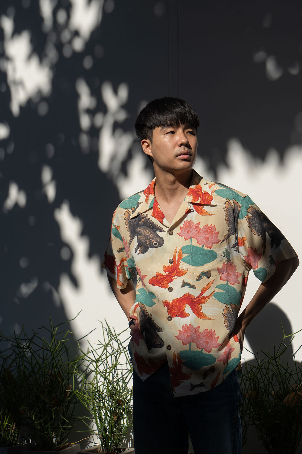 Siamese Goldfish Patterned Aloha Shirt