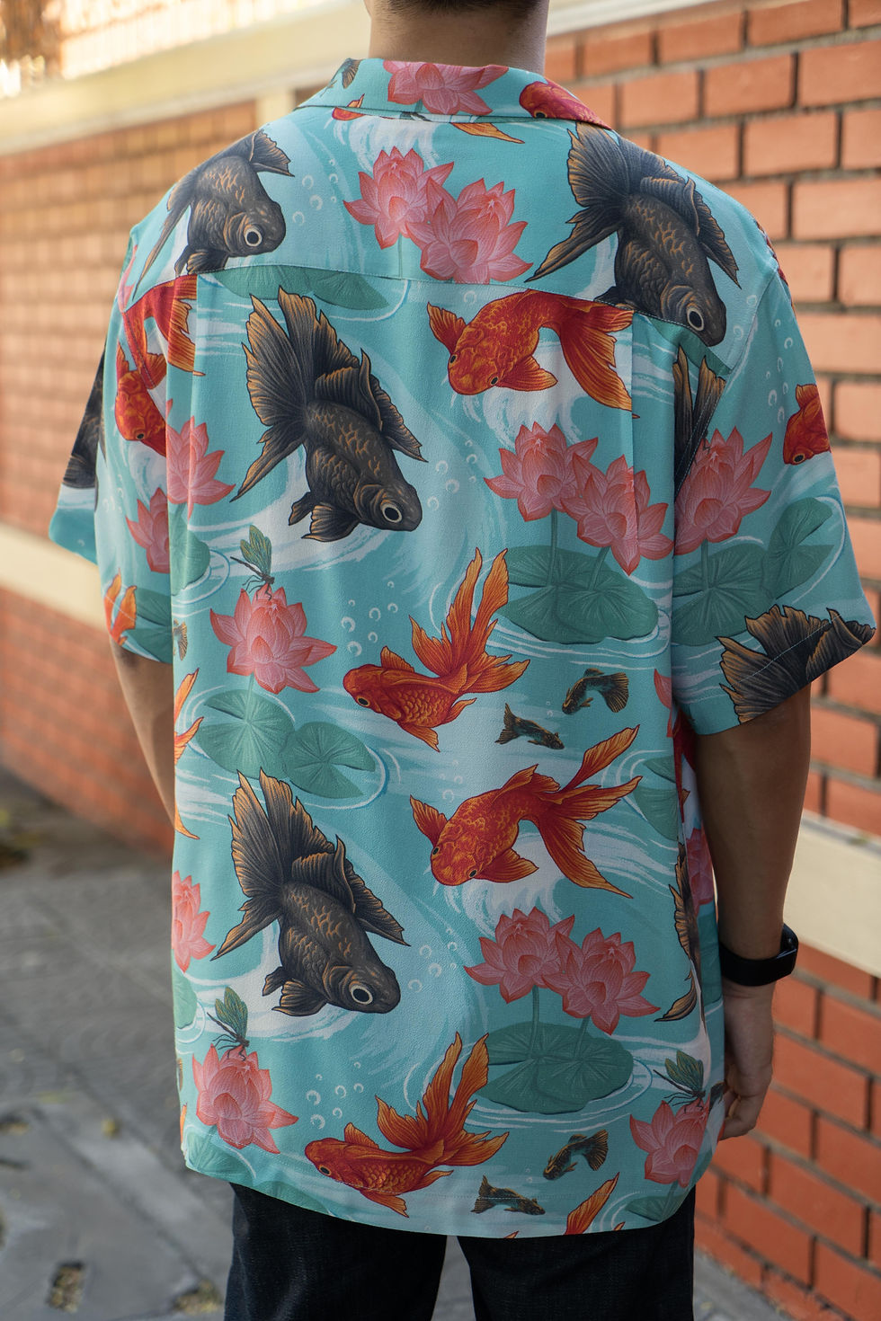 Siamese Goldfish Patterned Aloha Shirt