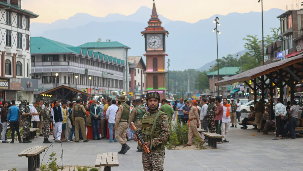 An Indian paramilitary soldier stands guard near the Clock Tower (Ghanta Ghar) in Srinagar, Jammu and Kashmir, on May 1, 2025. Firdous Nazir/NurPhoto/Getty Images | CNN