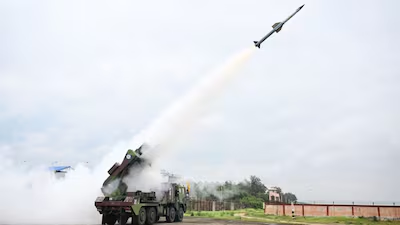 DRDO test fires Integrated Air Defence Weapon System from near Odisha on Saturday. Image Courtesy: @rajnathsingh/X | News18