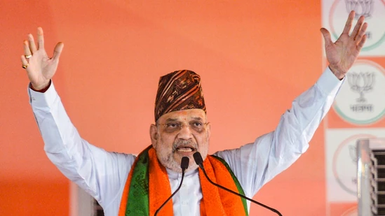 Union Home Minister Amit Shah addresses a public meeting in support of BJP candidates ahead of the West Bengal Assembly elections, in Siliguri, Darjeeling district, Tuesday, April 21, 2026. (PTI) | Hindustan Times