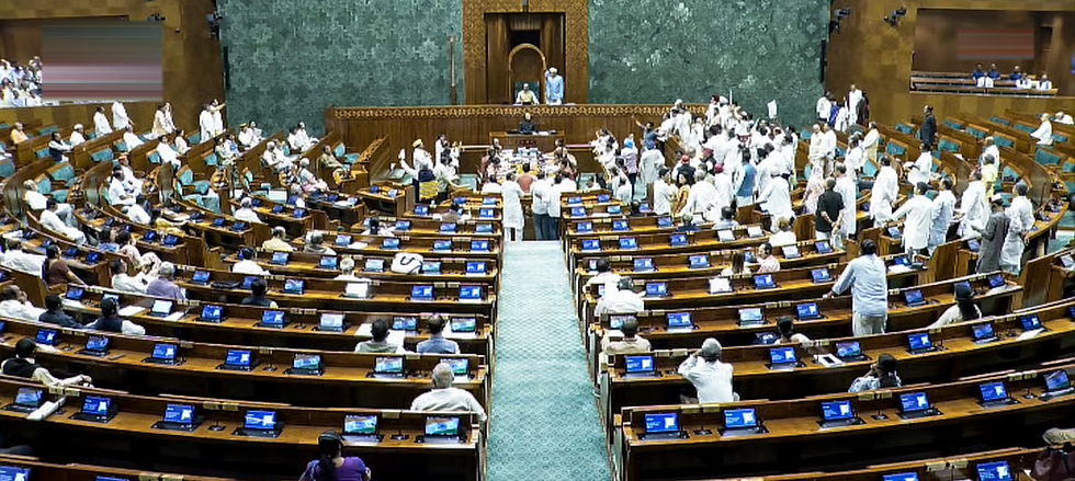 Opposition MPs stage a protest in the Lok Sabha during the Monsoon session of Parliament, in New Delhi, Monday, July 27, 2026. (Photo | PTI) | The New Indian Express