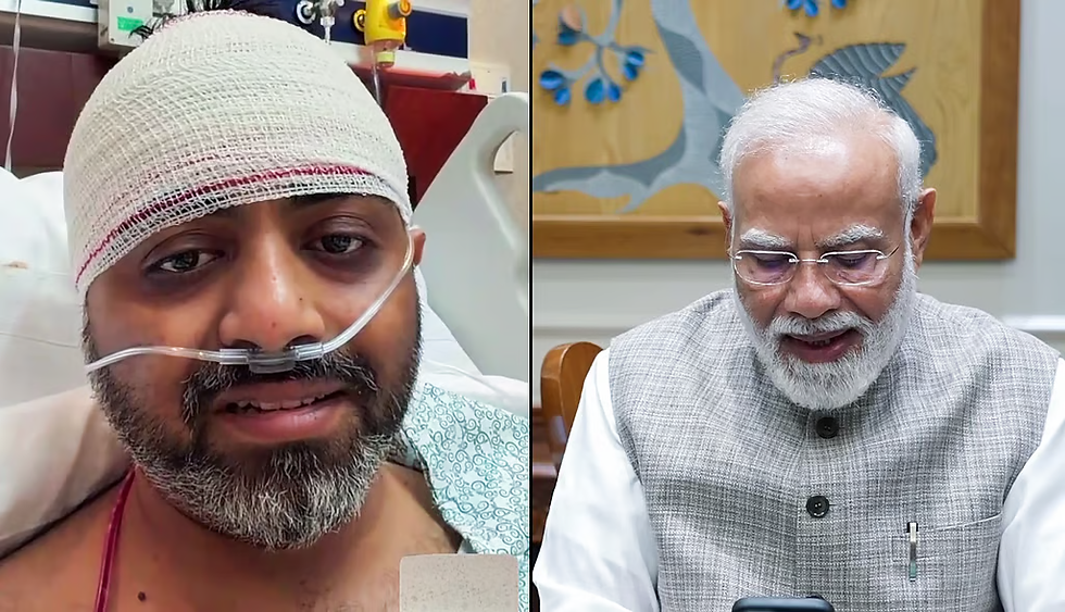 Prime Minister Narendra Modi virtually speaks to Captain Smit Machchhar, who saved hundreds of lives aboard a flydubai flight to Tel Aviv, in New Delhi on FridayPhoto | ANI | The New Indian Express