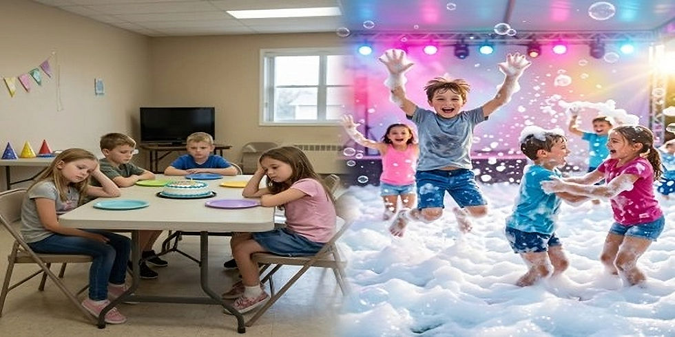 Side-by-side: Traditional party vs. Foam party