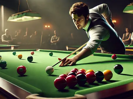 snooker player playing a stun shot